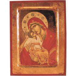 Icona scavata Madonna con Bimbo cm. 13x17