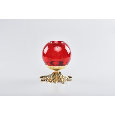 Lampada sfera vetro rosso con base