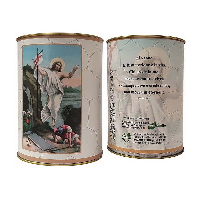 Scatola 60 pezzi Lumino Ecologico cm. 8,5 - Cristo Risorto
