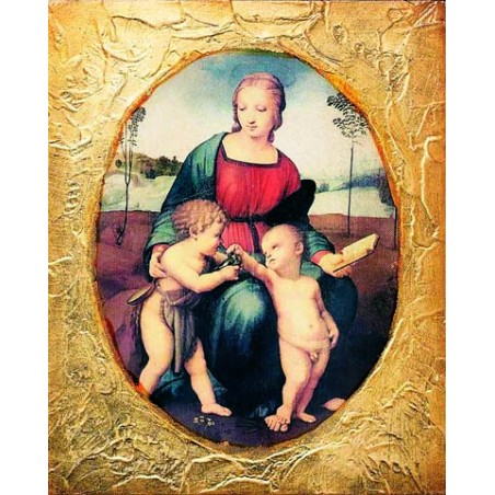 Madonna con Bimbo quadro tela stucco su legno