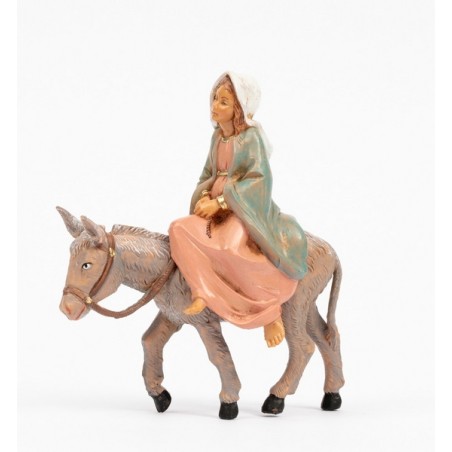Madonna in cerca alloggio su asino cm. 12