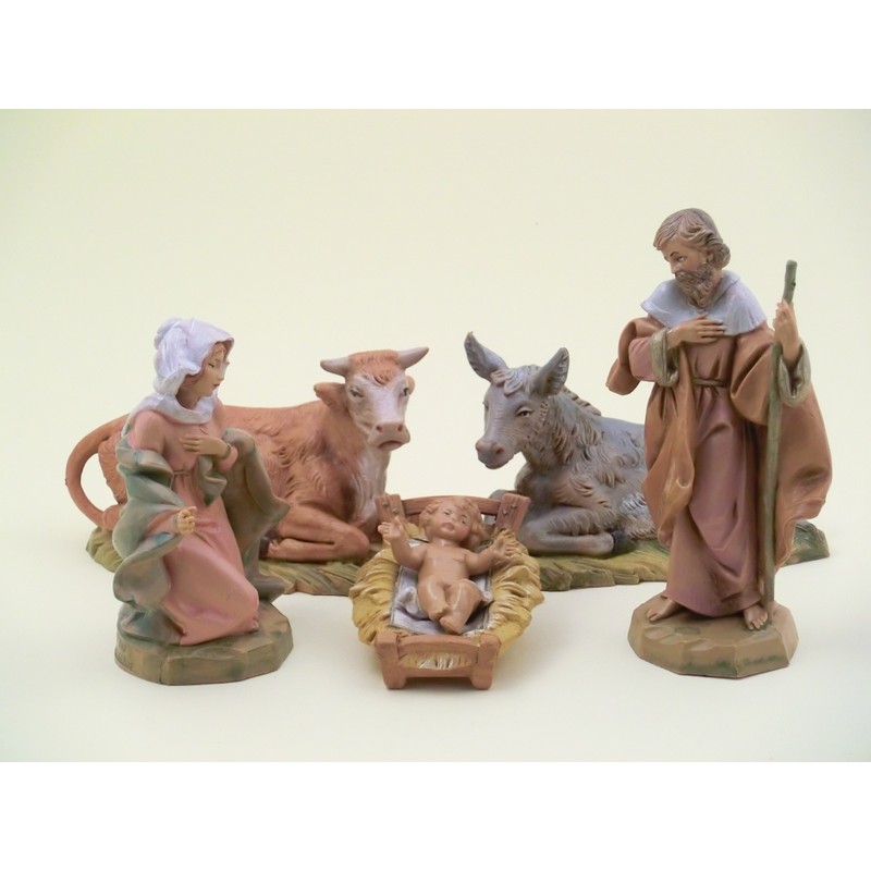 Natività 5 pezzi tipo legno cm. 12