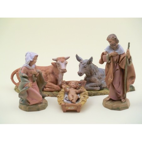 Natività 5 pezzi tipo legno cm. 12