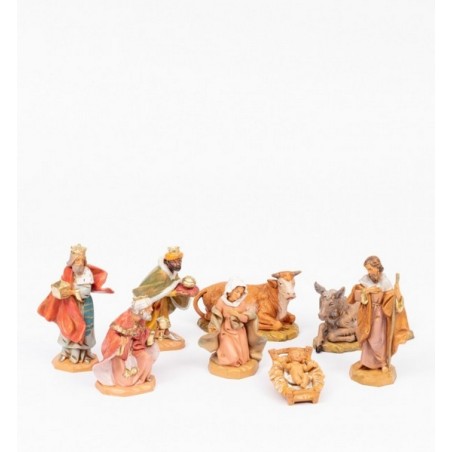 Natività 8 pezzi tipo legno cm. 12