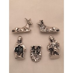 Natività in metallo 5 pezzi cm. 2,8