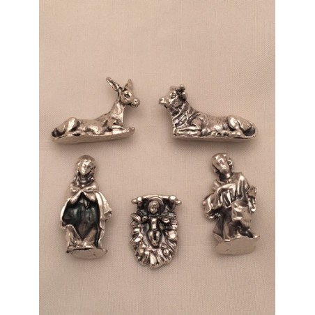 Natività in metallo 5 pezzi cm. 2,8