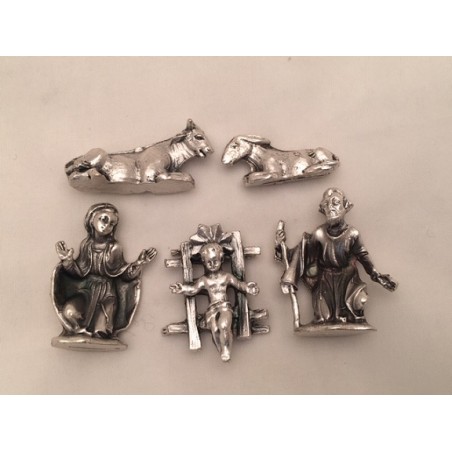 Natività in metallo 5 pezzi cm. 4,5