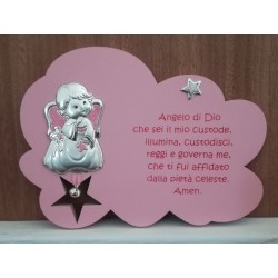 Nuvola con preghiera "Angelo di Dio" angioletto in argento