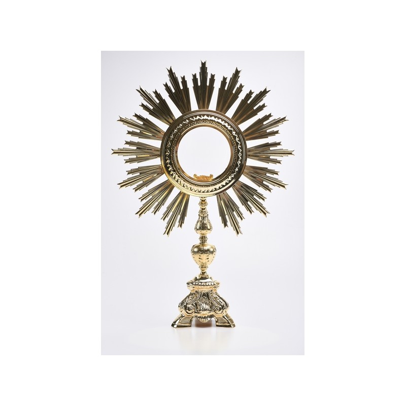 Ostensorio barocco in bronzo/ottone Ostia Magna cm. 64