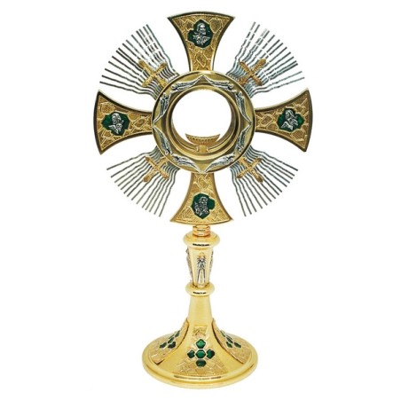 Ostensorio in ottone dorato Evangelisti