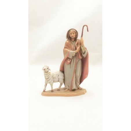 Pastore con bastone e pecora cm 12