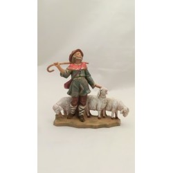 Pastore con bastone e pecore cm 12