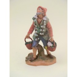Pastore con cesti di aglio cm 19