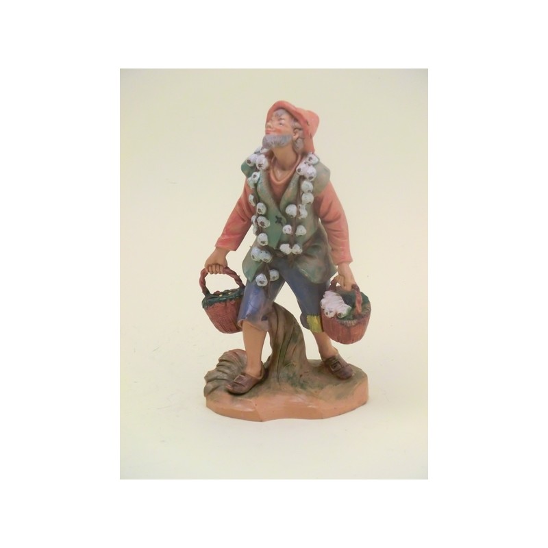 Pastore con cesti di aglio cm 19