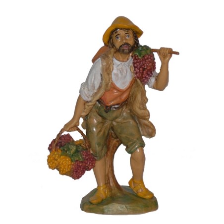 Pastore con cesti di uva cm. 20