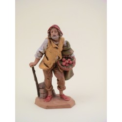 Pastore con cesto di frutta cm 12