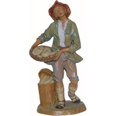 Pastore con cesto di pane cm. 30