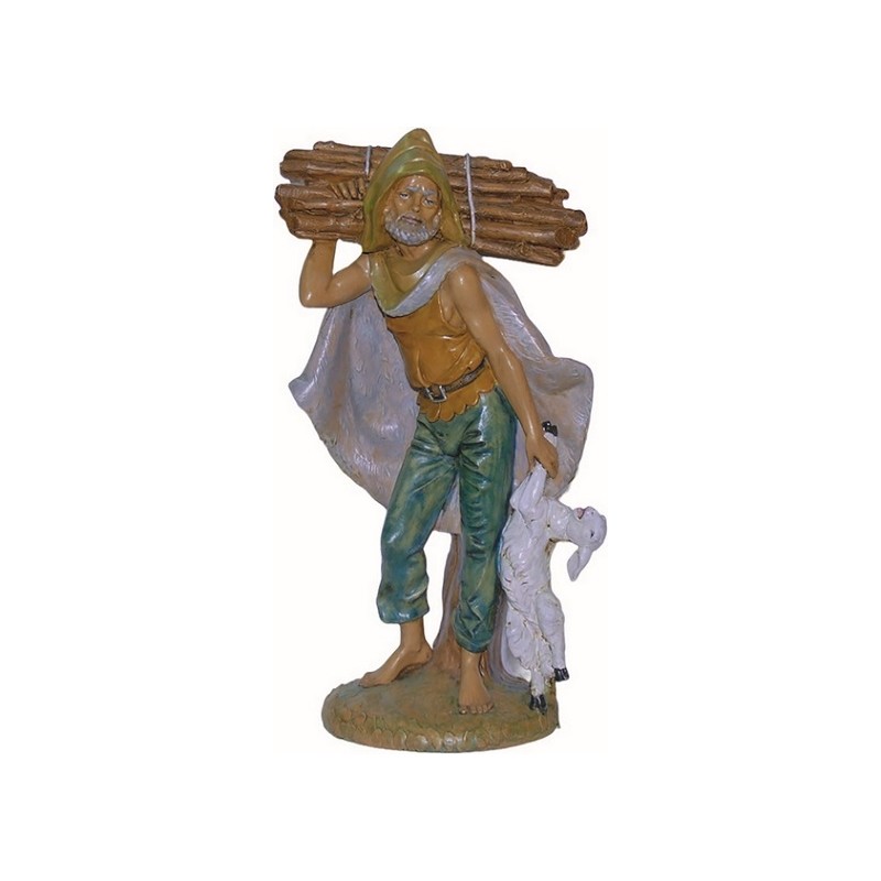 Pastore con legna e pecora cm. 30