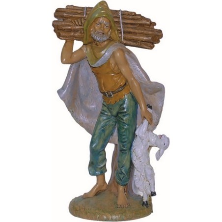 Pastore con legna e pecora cm. 30