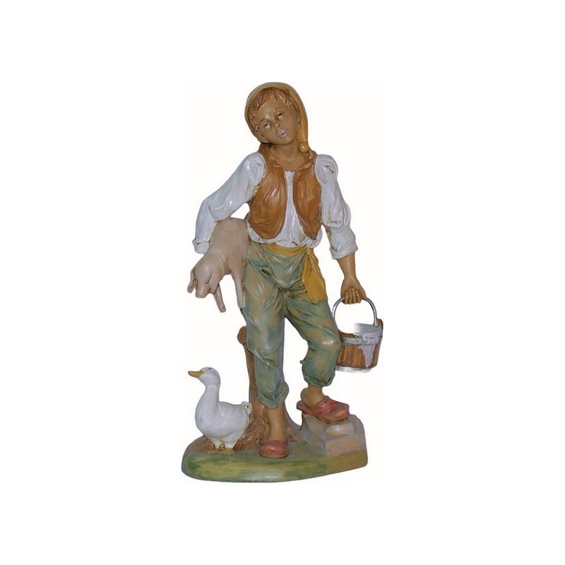 Pastore con maialino oca e secchio cm. 30