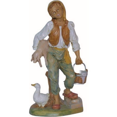 Pastore con maialino oca e secchio cm. 30