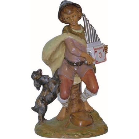 Pastore con organetto e cane cm. 30
