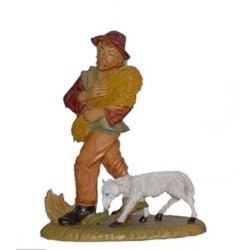 Pastore con paglia e pecora cm. 20