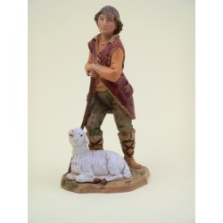 Pastore e pecora seduta cm 12