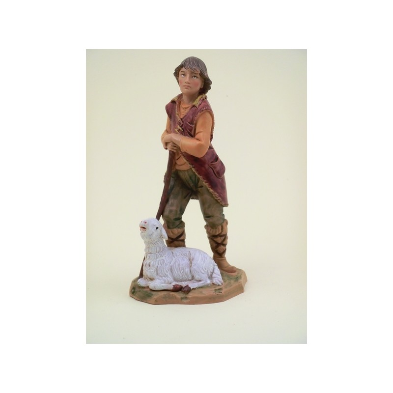 Pastore e pecora seduta cm 12