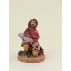 Pastore in ginocchio con agnello cm. 6,5