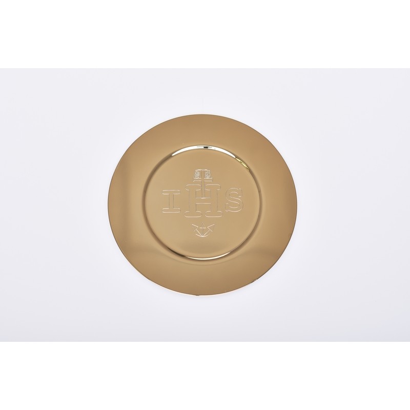 Patena IHS dorata  Ø cm. 15,5