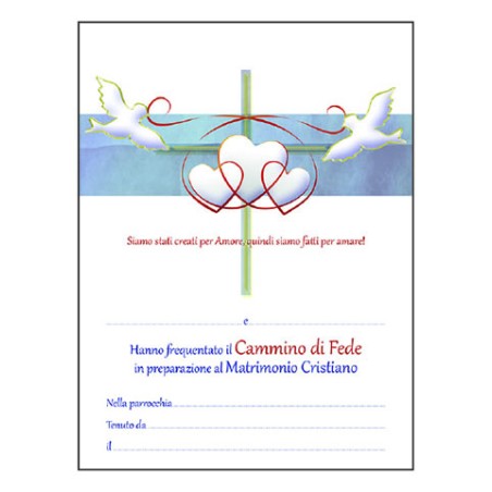 Pergamena corso fidanzati con oro