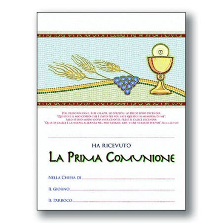 Pergamena Comunione con oro