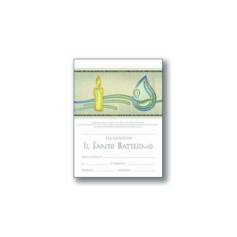 Pergamena ricordo Battesimo con oro