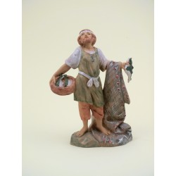 Pescatore con cesto di pesci cm 12