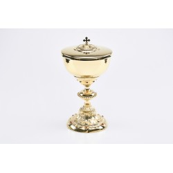 Pisside barocca con inserti vetro rubino cm. 26