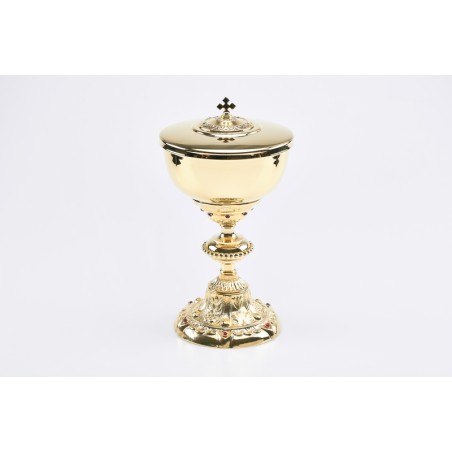 Pisside barocca con inserti vetro rubino cm. 26