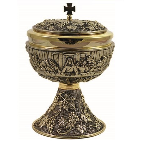 Pisside in ottone dorato Ultima Cena cm. 15