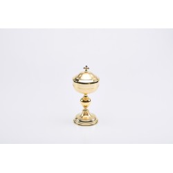 Pisside in ottone dotato satinato coppa lucida cm. 19