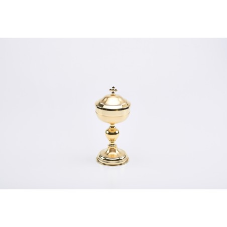 Pisside in ottone dotato satinato coppa lucida cm. 19