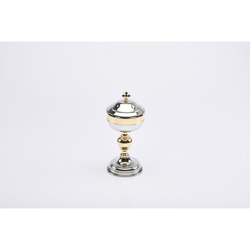 Pisside nikel lucido coppa dorata cm. 19