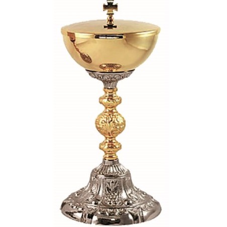 Pisside ottone dorato 24K base in fusione e nodo barocco