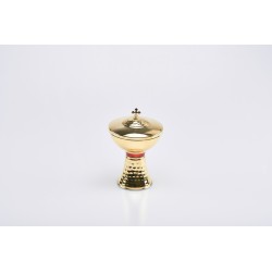 Pisside ottone dorato con anello smaltato