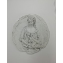 Placca Madonna con Bimbo in Biscuit di Porcellana