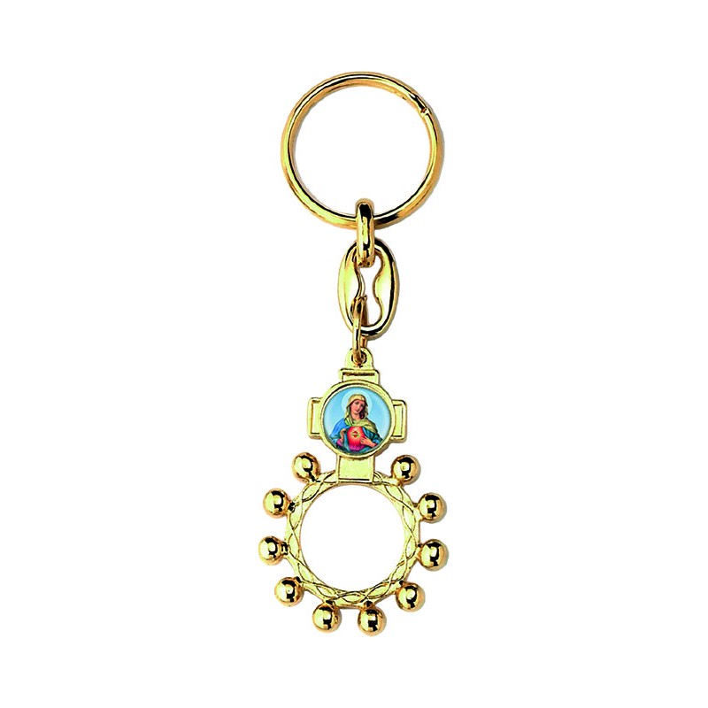 Portachiavi rosario basco metallo dorato