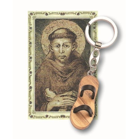 Portachiavi sandalo in ulivo e cuoio