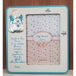 Portafoto con preghiera "Angelo di Dio" angioletto in argento
