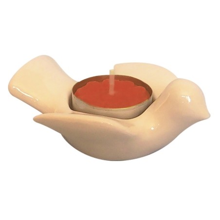 Portalume colombina in ceramica bianca cm. 10
