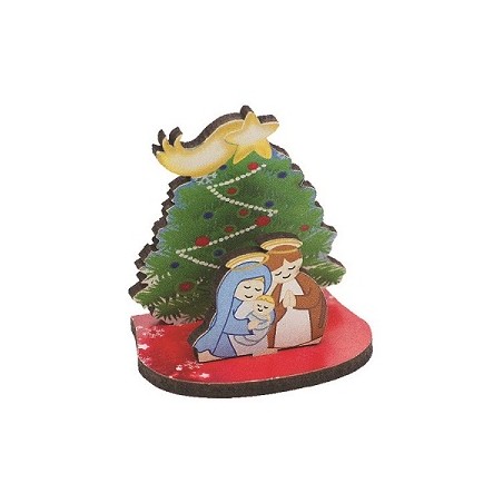 Presepietto albero in legno Natività naif