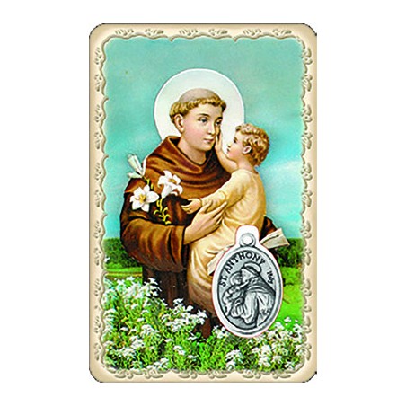 Pvc con medaglia e preghiera di S. Antonio di Padova (100 pz)